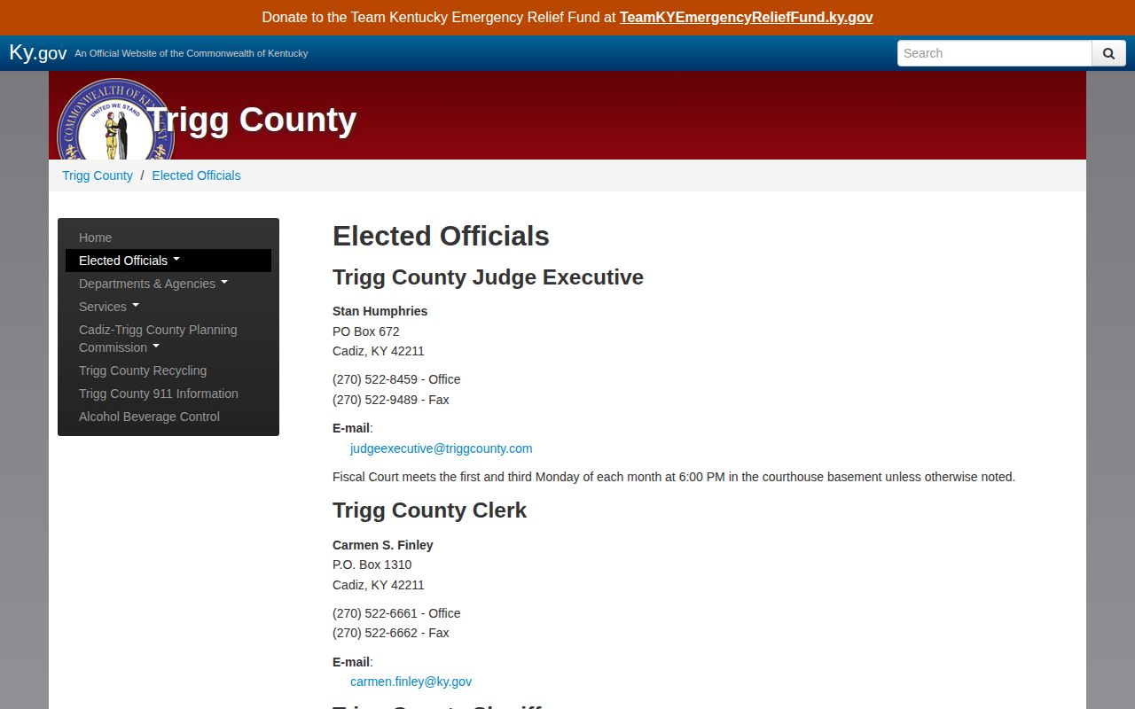 Trigg County sheriff and jailer arrest record contacts