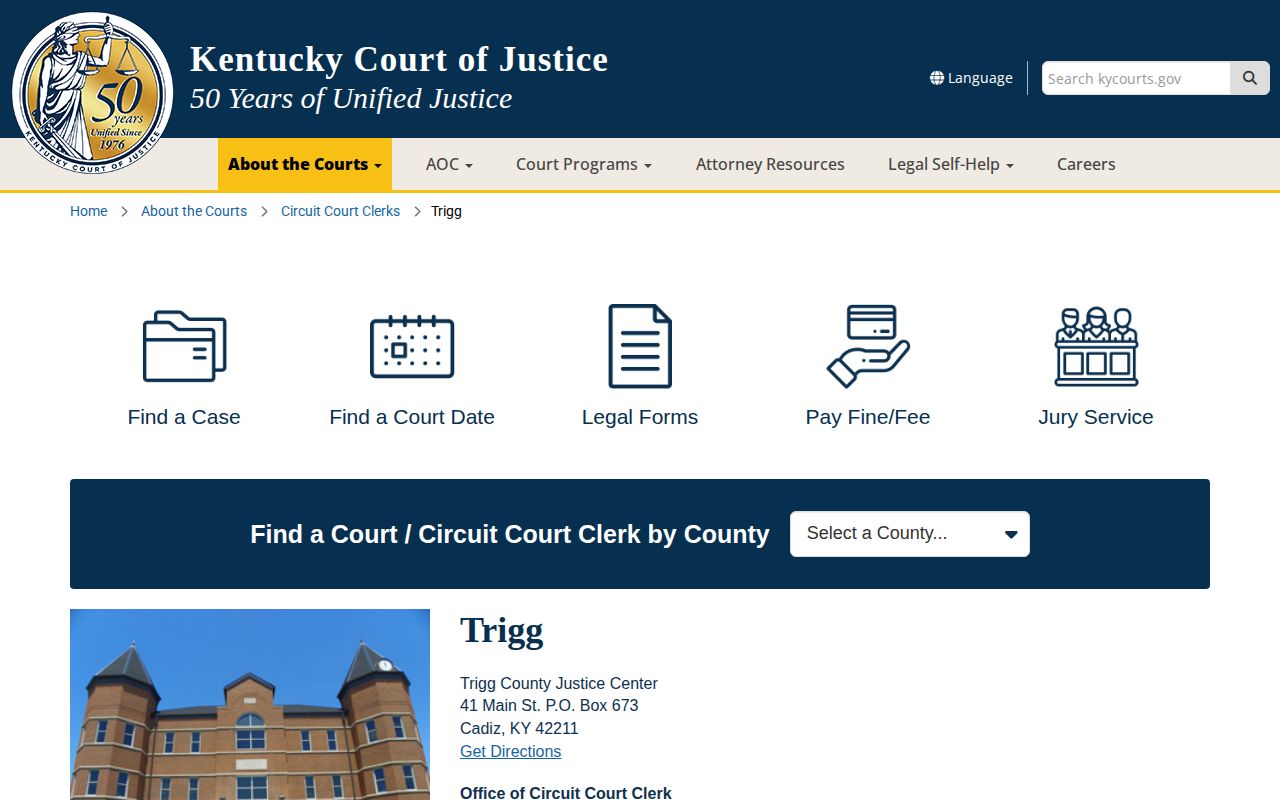 Trigg County court arrest disposition records